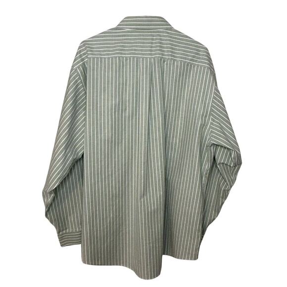 Brooks Brothers mens embroidered logo green striped non iron LS button down XL - Picture 3 of 7